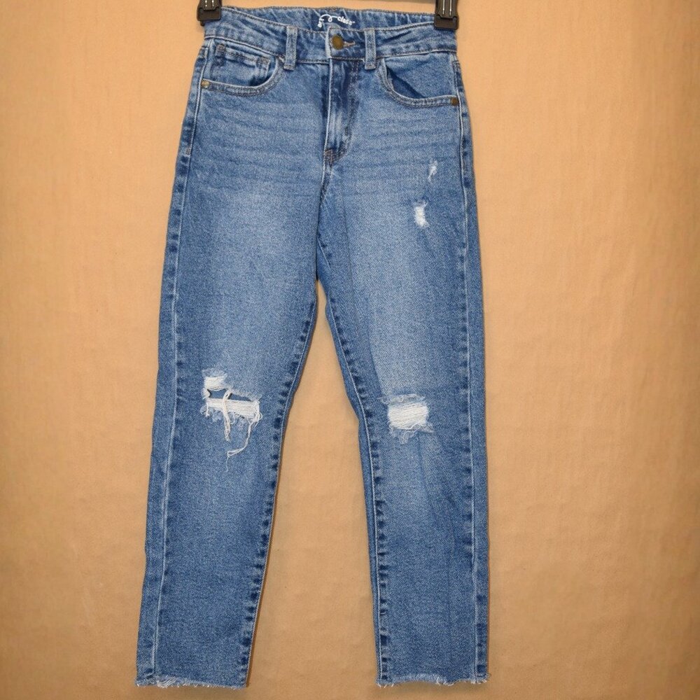 Art Class Distressed High-Rise Girlfriend Jeans, Size 8